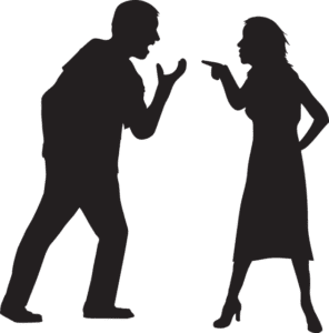 silhouette of a couple arguing
